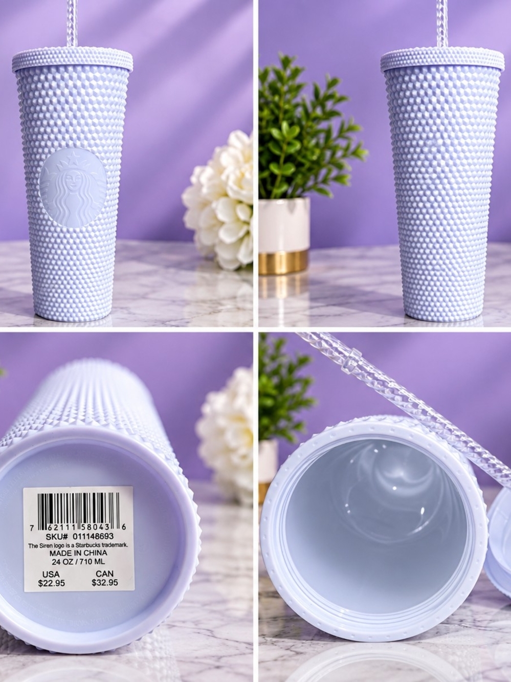Starbucks Light Lavender Studded Reusable Tumbler with Straw